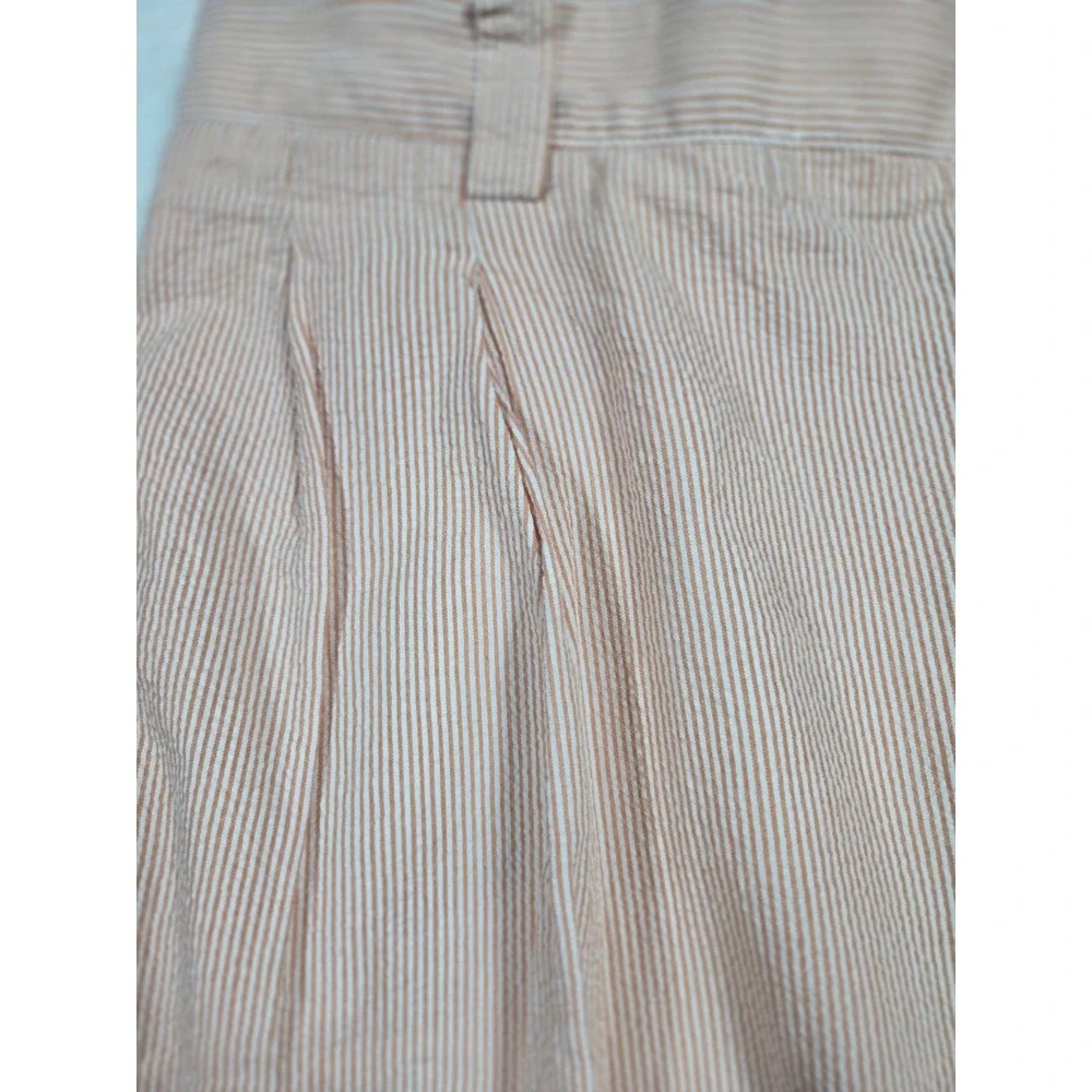 Cutter & Buck Mens Orange Seersucker‎ Pleated Shorts Size 33 Stripe Golf Preppy